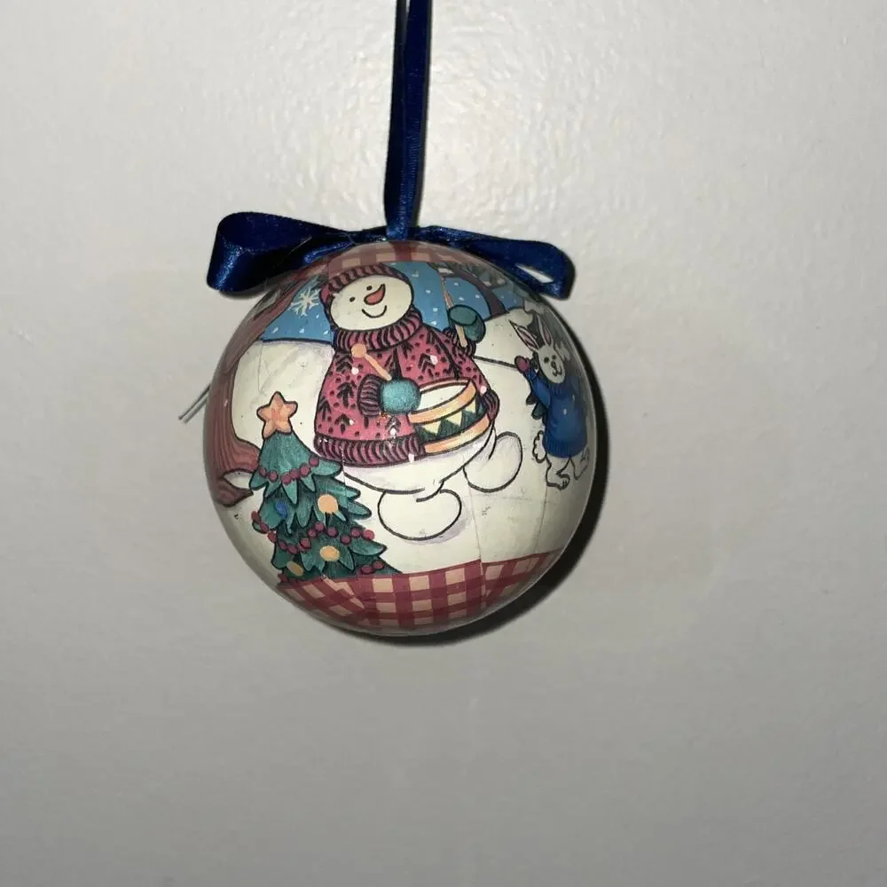 Vintage Snowman Family Ornament Marching Band Christmas Tree Ball
